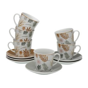 S�t med 6 kopper og underkopper Versa TABITHA Porcel�n