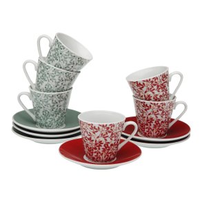 S�t med 6 kopper og underkopper Versa Nina Porcel�n