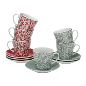 S�t med 6 kopper og underkopper Versa Nina Porcel�n