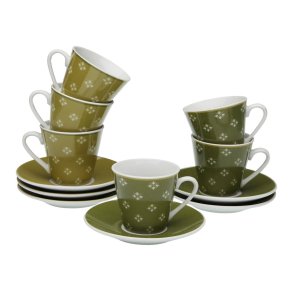 S�t med 6 kopper og underkopper Versa Nuka Porcel�n