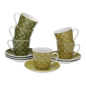 S�t med 6 kopper og underkopper Versa Nuka Porcel�n
