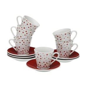 S�t med 6 kopper og underkopper Versa Porcel�n Stjerne