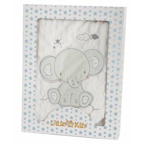 T�ppe til Baby Elefant Gr�n Broderi Dobbeltsidet 100 x 75 cm