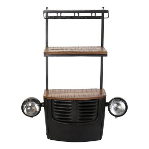 Flaskereol DKD Home Decor Bil Akacie Jern Mrkegr (83 x 30 x 104 cm)