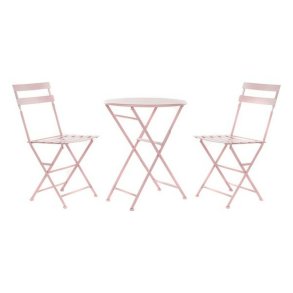 Spisebordst med 2 stole DKD Home Decor MB-177410 Pink 60 x 60 x 75 cm (3 pcs)