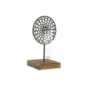Lyseholder DKD Home Decor Krystal Sort Metal Tr Brun 20 x 20 x 36 cm