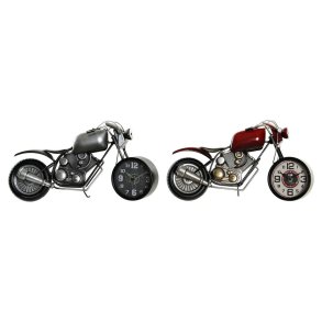 Namizna ura DKD Home Decor Motorcykel 44 x 13,5 x 23 cm Rd Gr Jern Vintage (2 enheder)