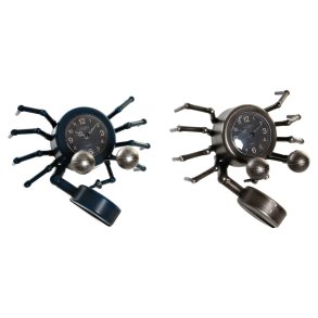 Namizna ura DKD Home Decor Dyr 23 x 22 x 14 cm Slvfarvet Bl Jern Vintage (2 enheder)