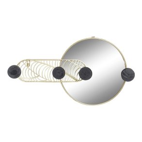 Vgspejl DKD Home Decor Sort Gylden 44 x 7 x 25 cm