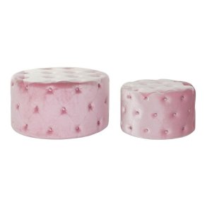 Fodsttte DKD Home Decor Pink Velvet Tr MDF Glam (2 pcs)