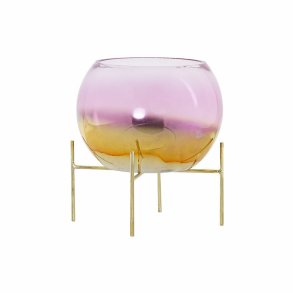 Lyseholder DKD Home Decor 8424001830619 Pink Gylden Metal Krystal 19 x 19 x 20,5 cm