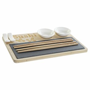 Sushi-s�t DKD Home Decor PC-186227 Hvid Sort Natur Bambus Br�t Moderne Orientalsk 28,5 x 18,5 x 2,6 cm (9 Dele) (28,5 x 18,5 x 2