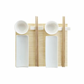Sushi-s�t DKD Home Decor Bambus Stent�j Hvid Natur Orientalsk 28,5 x 19,5 x 3,3 cm (9 Dele) (28,5 x 19,5 x 3,3 cm)