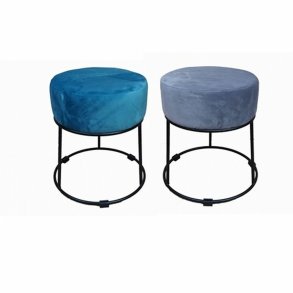 Fodsttte DKD Home Decor Sort Gr Metal Turkisbl Polyester (36 x 36 x 37 cm) (2 enheder)