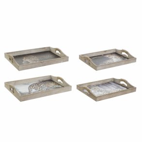 Bakke DKD Home Decor 40,5 x 30 x 6,5 cm Multifarvet Tr� MDF (2 enheder)