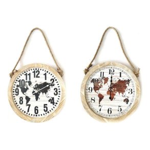 Vgur DKD Home Decor Sort Brun Tov Tr MDF Verdenskort (2 pcs) (50 x 4 x 50 cm)