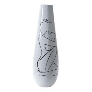 Vase DKD Home Decor Abstrakt Hvid Harpiks Moderne (31.5 x 31.5 x 95.5 cm)