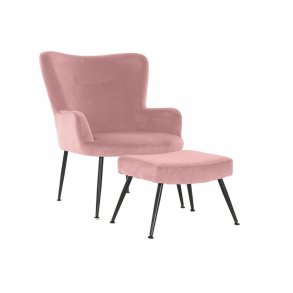 Lnestol DKD Home Decor Sort Pink 70 x 60 x 84 cm