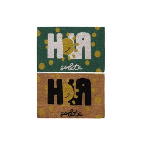 Drmtte DKD Home Decor Sort Brun Gummi Hvid Grn 2 enheder Kokosnd Fiber (60 x 40 x 1,5 cm)