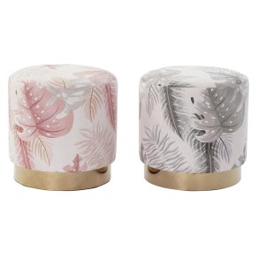 Fodsttte DKD Home Decor Gr Gylden Tr Polyester Koral Tropisk Blad af en plante (35 x 35 x 35 cm) (2 enheder)