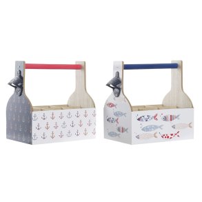 Flaskereol DKD Home Decor Multifarvet Tr MDF 27 x 16,5 x 25,5 cm (2 enheder)