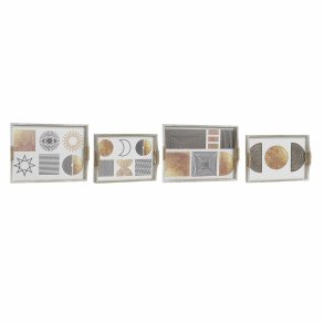Bakkes�t DKD Home Decor Hvid Sort Gylden Tr� MDF 40 x 30 x 6 cm (2 enheder)