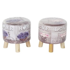 Fodsttte DKD Home Decor Gr Cykel Pink Syren PU Fyrretr (30 x 30 x 30 cm) (2 enheder) (30 x 30 x 32 cm)