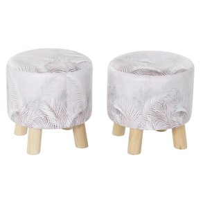 Fodsttte DKD Home Decor Gr PU Fyrretr Tropisk (30 x 30 x 30 cm) (2 enheder) (30 x 30 x 32 cm)