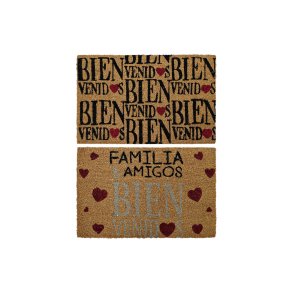 Drmtte DKD Home Decor Rd Sort Brun Gummi 2 enheder Urban Kokosnd Fiber (60 x 40 x 1,5 cm)