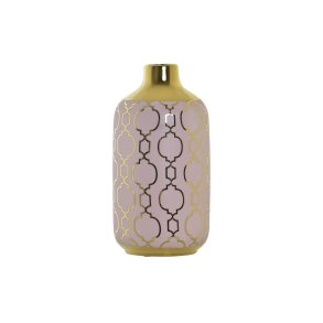 Vase DKD Home Decor Pink Gylden Porceln Orientalsk Chromsalt 13 x 13 x 26 cm
