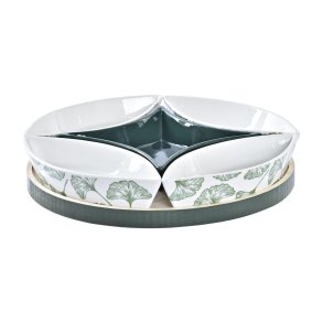 S�t til appetizere DKD Home Decor Tr� 22 x 22 x 1 cm Ark Gr�n Stent�j