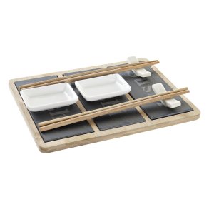 Sushi-s�t DKD Home Decor Bambus Br�t Sort Natur Orientalsk 25 x 19 x 3 cm