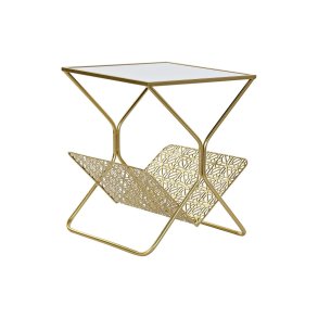 Tidsskriftholder DKD Home Decor Gylden Metal Spejl 45 x 45 x 55 cm