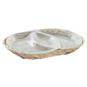 Snack bakke DKD Home Decor 38 x 25 x 4 cm Krystal Natur Gennemsigtig