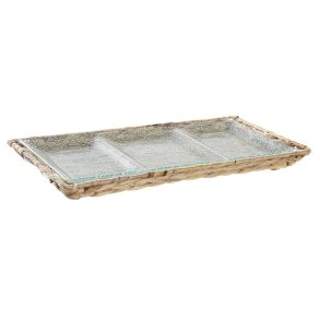 Snack bakke DKD Home Decor Gennemsigtig Natur Krystal 42 x 20 x 3,5 cm