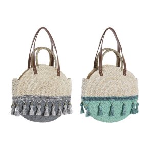 Skuldertaske DKD Home Decor Natur Gr Polyester Mint Fiber (39 x 9 x 48 cm) (2 enheder)
