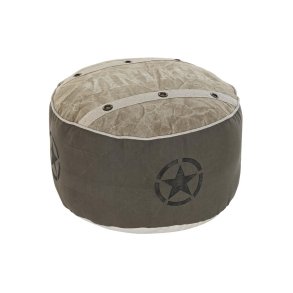 Pude DKD Home Decor Gulv Beige Polyester Bomuld Lder Vintage (50 x 50 x 34 cm)