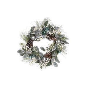 Adventskrans DKD Home Decor Bl Slvfarvet PVC 60 x 60 x 12 cm