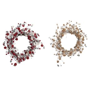 Adventskrans DKD Home Decor Metal Polyester (40 x 10 x 40 cm) (2 enheder)