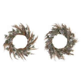 Adventskrans DKD Home Decor Blomst (60 x 10 x 60 cm) (2 enheder)