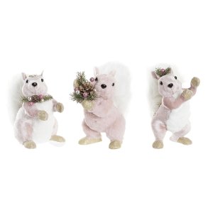 Julepynt DKD Home Decor Polyester Egern (13 x 16 x 21 cm) (3) (3 enheder)