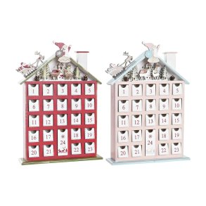 Adventskalender DKD Home Decor Tr Hus (27 x 7 x 40 cm) (2 enheder)
