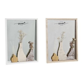 Vgspejl DKD Home Decor Hvid Natur Cottage 30 x 4 x 40 cm (2 enheder) (2 Dele)