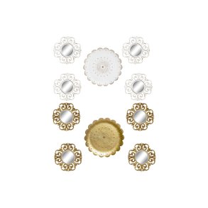 St med Spejle DKD Home Decor Krystal Gylden Hvid PP 2 enheder Moderne Afkldt (35 x 2 x 35 cm)