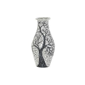 Vase DKD Home Decor Tr Hvid Sort Hvid/Sort Krystal Terrakotta 29 x 29 x 60 cm