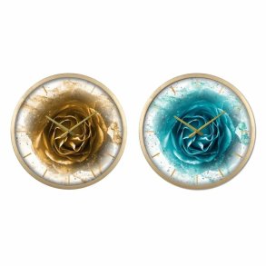 Vgur DKD Home Decor Krystal Gylden Turkisbl Jern Moderne (2 enheder) (40 x 6 x 40 cm)