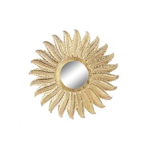 Vgspejl DKD Home Decor Gylden Fjer Indianer mand Afkldt 90 x 3 x 90 cm