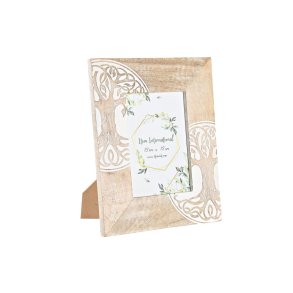 Fotoramme DKD Home Decor Hvid Brun Tr Krystal Mangotr Indianer mand 23 x 2 x 28 cm