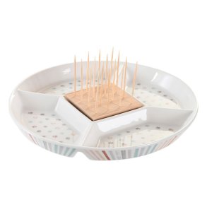 Snack bakke DKD Home Decor 23,5 x 23,5 x 3 cm Multifarvet Stent�j