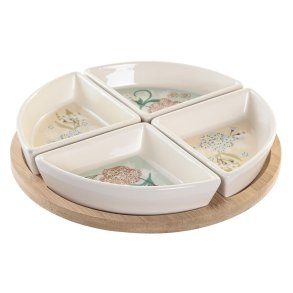 Snack bakke DKD Home Decor 21,5 x 21,5 x 1 cm Beige Hvid Stent�j Traditionel